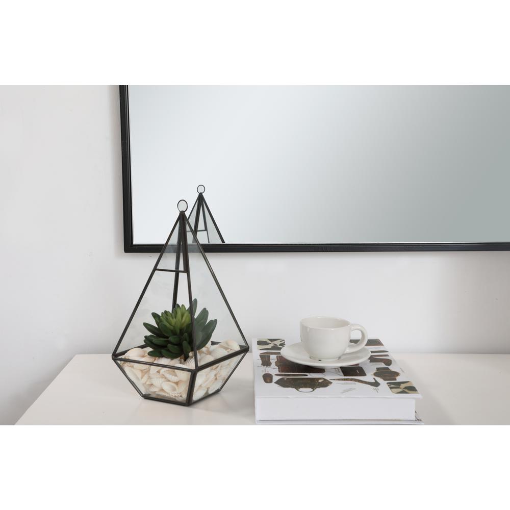Metal frame rectangle mirror 30 inch in Black. Picture 9