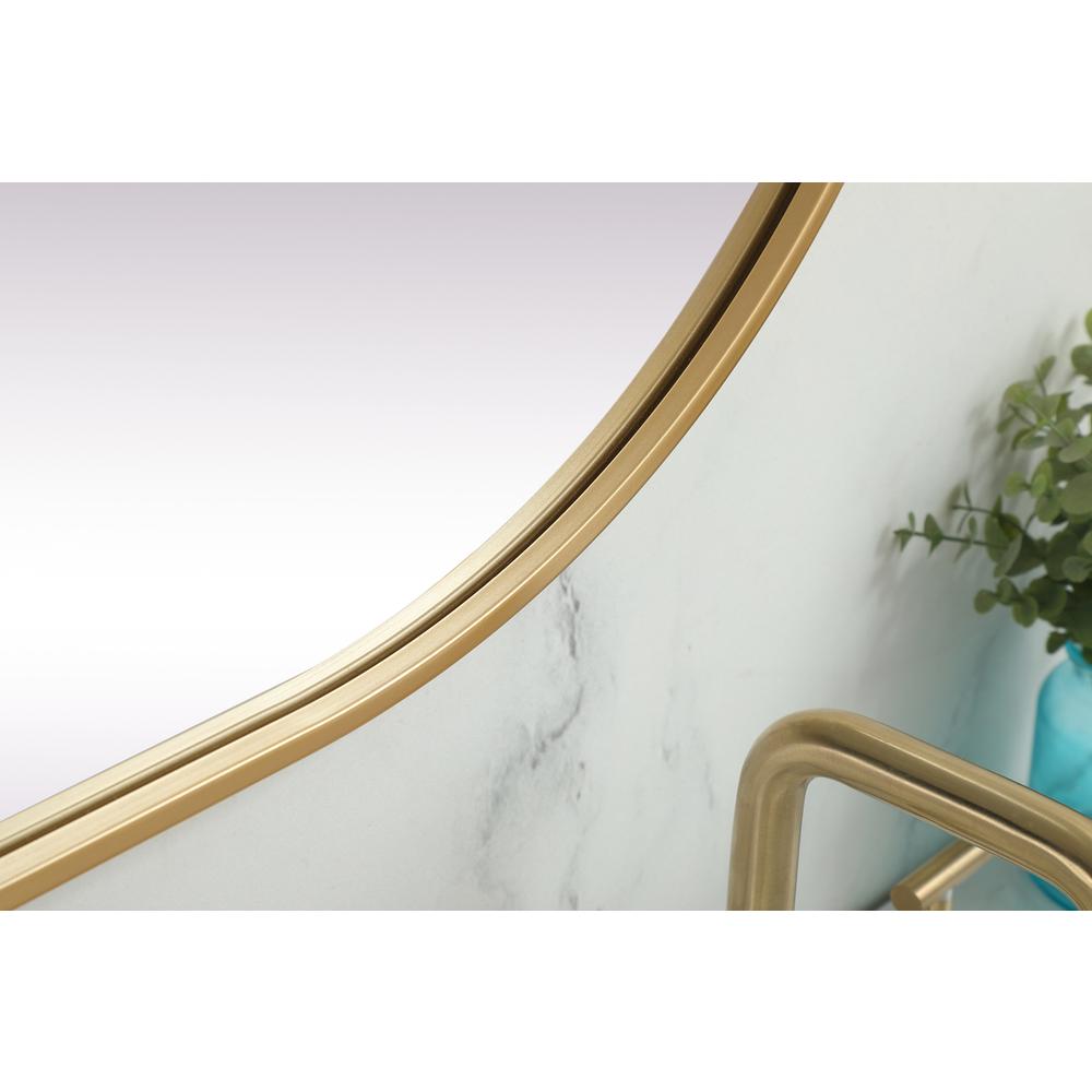 Metal Frame Oval Mirror 24x60 Inch in Brass. Picture 6