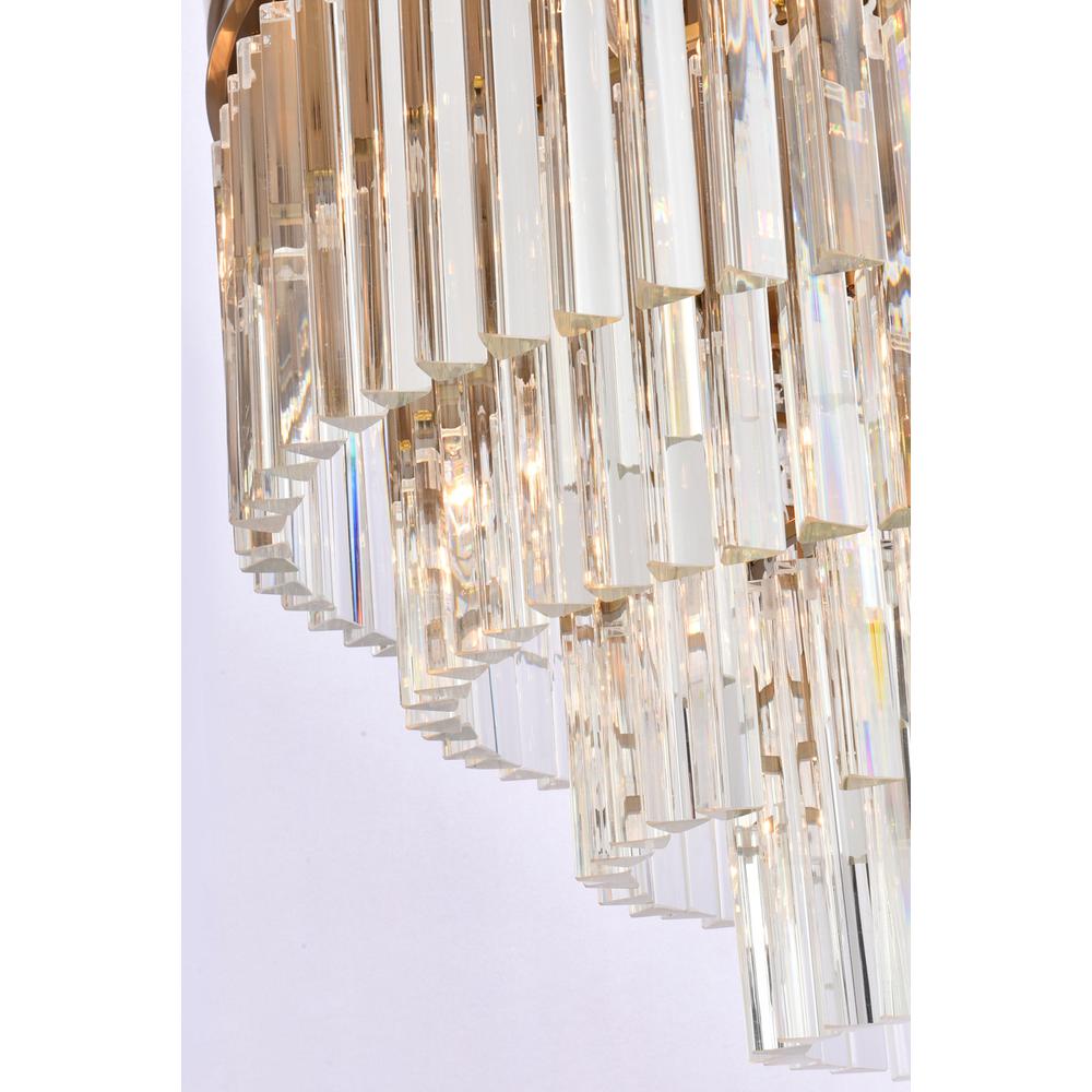 Sydney 32 inch round crystal flush mount in satin gold. Picture 5