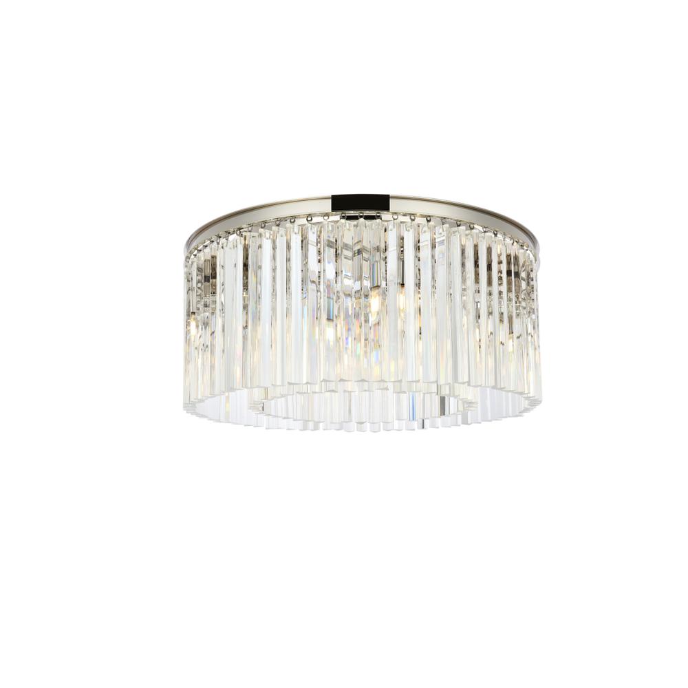 Sydney 8 light polished nickel Flush Mount Clear Royal Cut Crystal. Picture 1