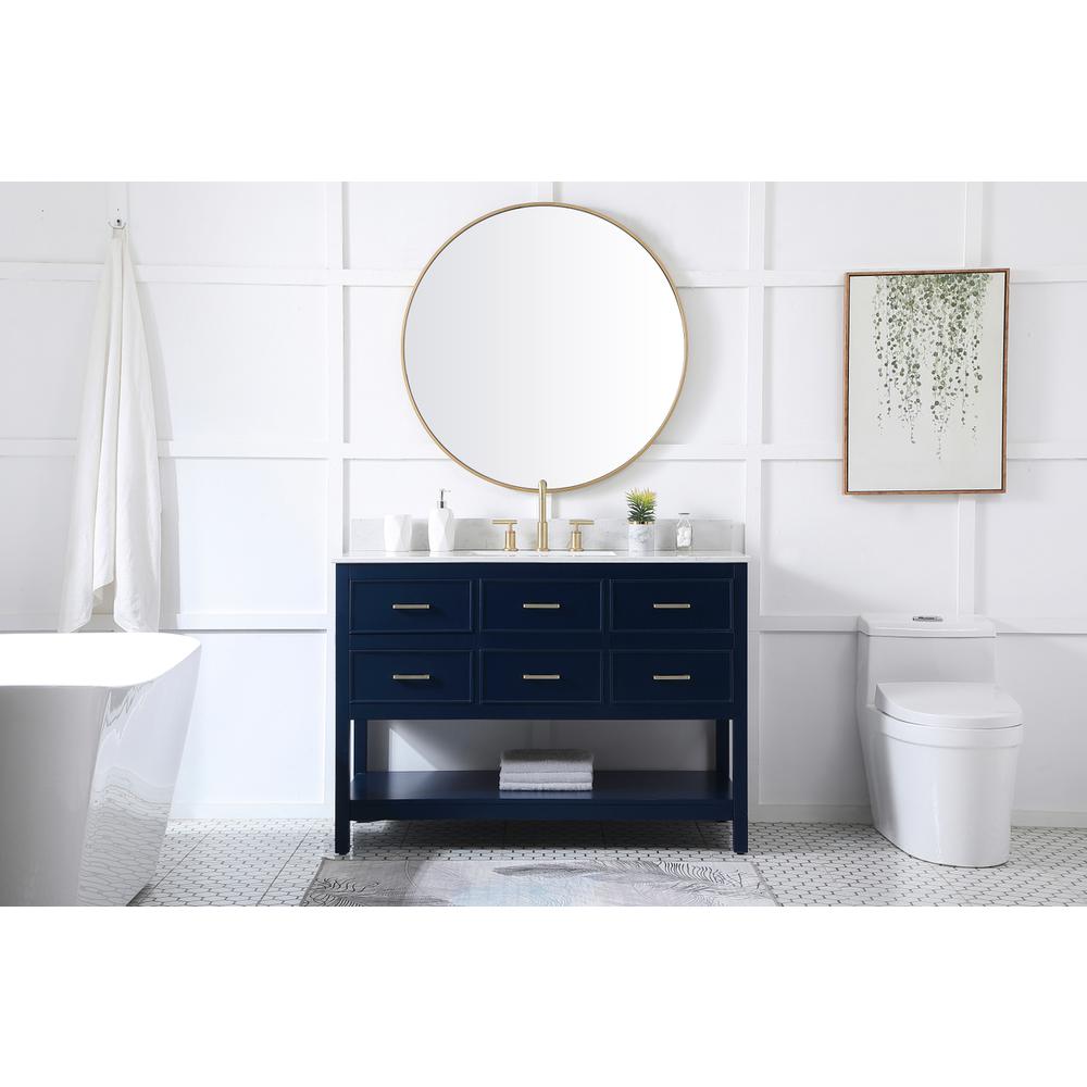 48 inch Single bathroom vanity in blue with backsplash. Picture 4