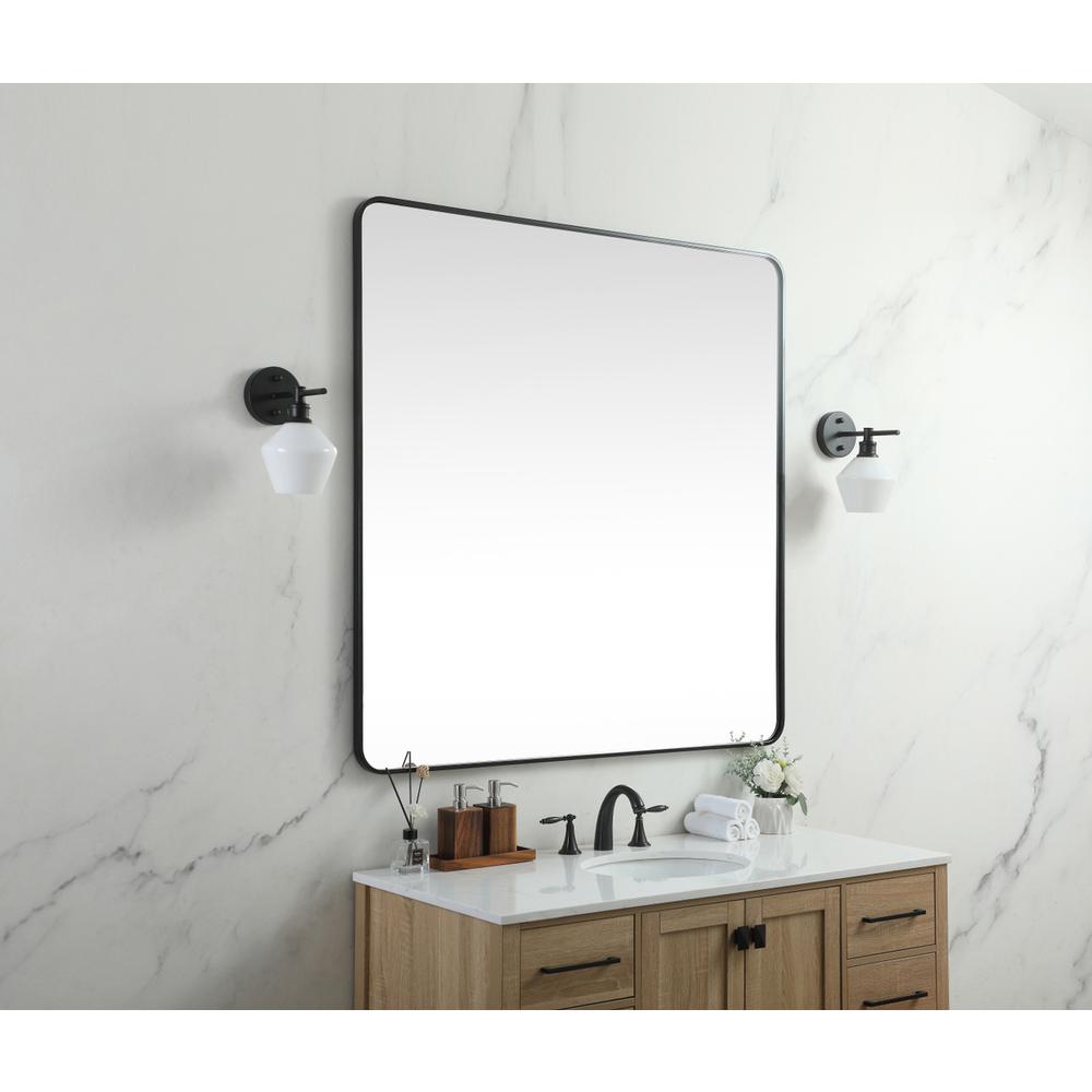 Soft corner metal square mirror 48x48 inch in Black. Picture 2