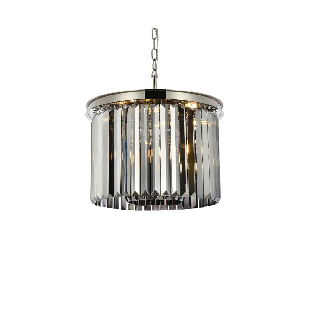 Sydney 6 light polished nickel Pendant Silver Shade (Grey) Royal Cut Crystal. Picture 2
