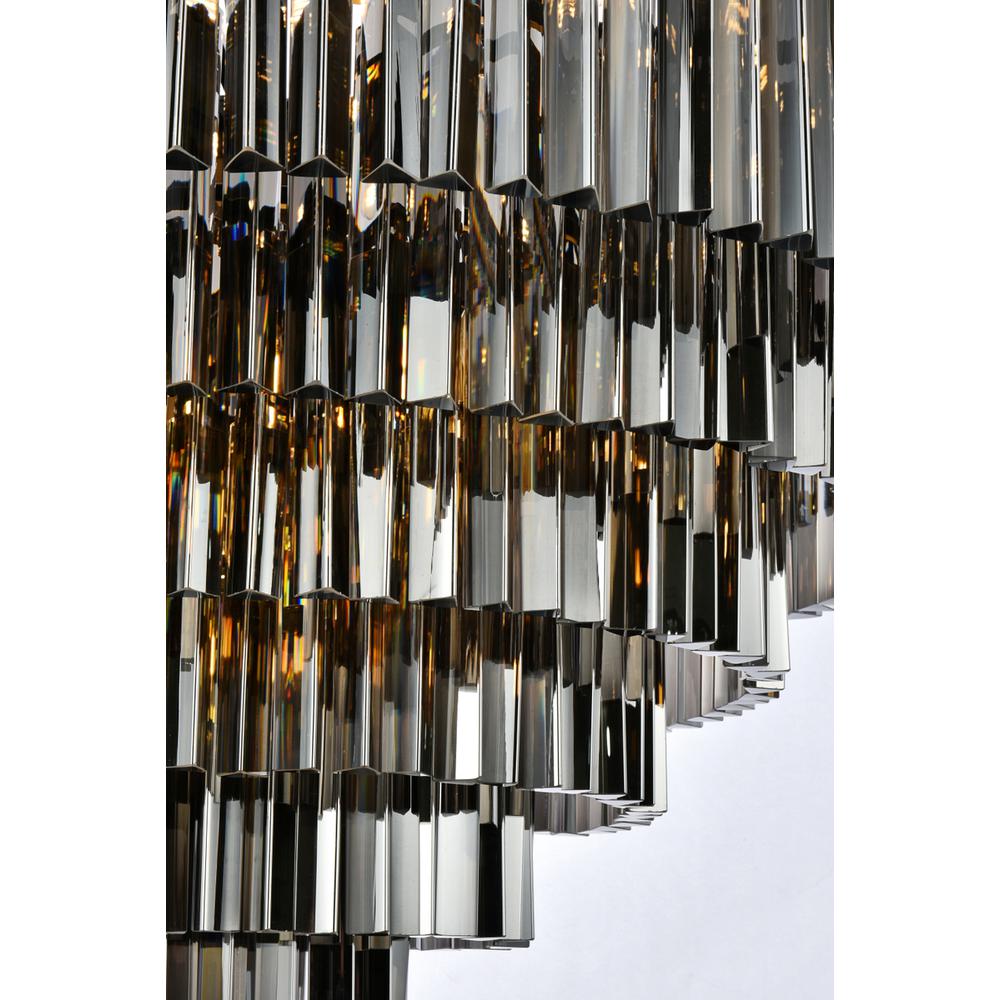 Sydney 33 light Matte Black Chandelier Silver Shade (Grey) Royal Cut Crystal. Picture 3
