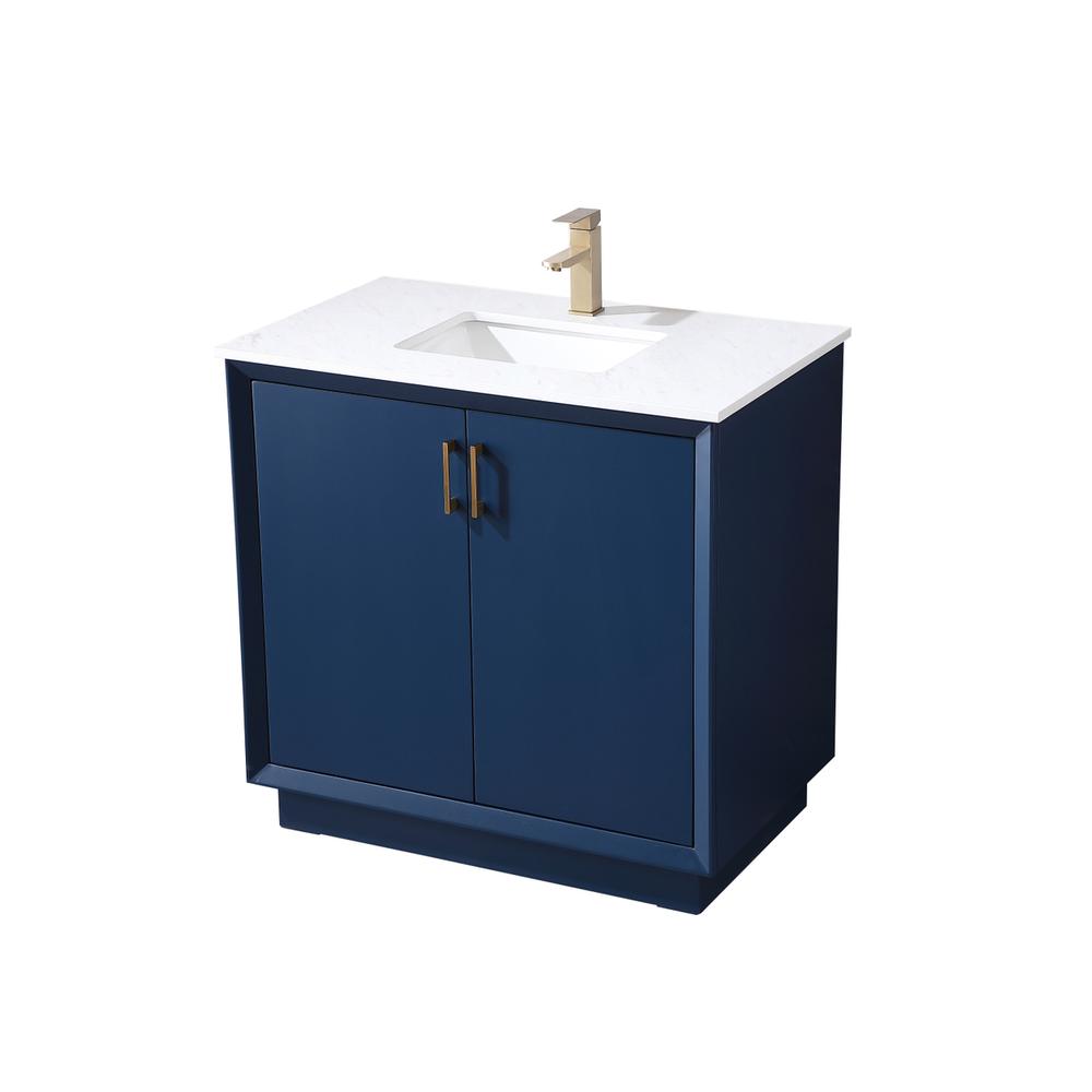 36 Inch SIngle Bathroom Vanity In Blue. Picture 8