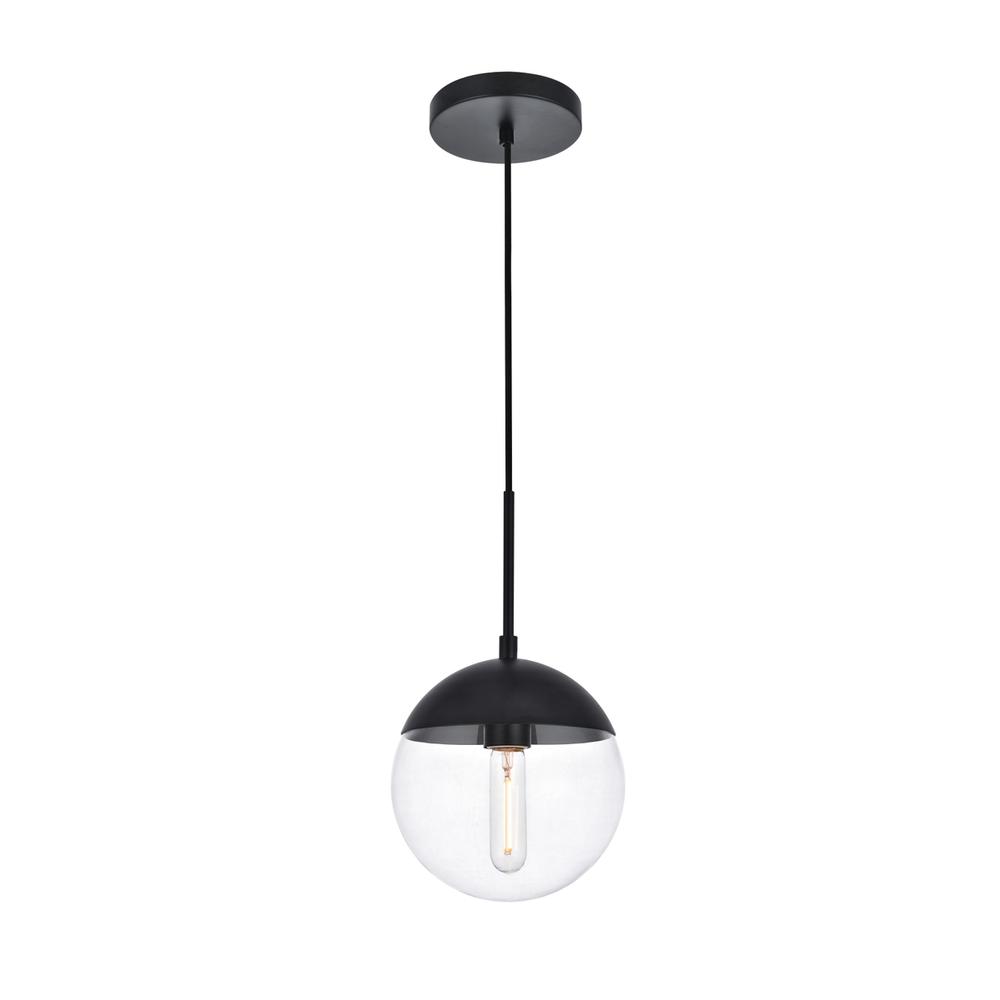 Eclipse 1 Light Black Pendant With Clear Glass. Picture 2