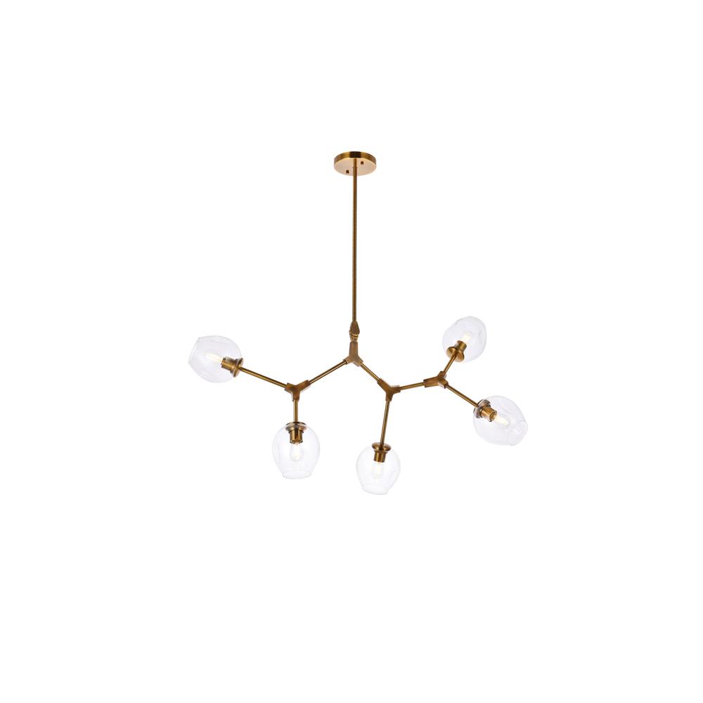 Cavoli 5 lights brass chandelier. Picture 1