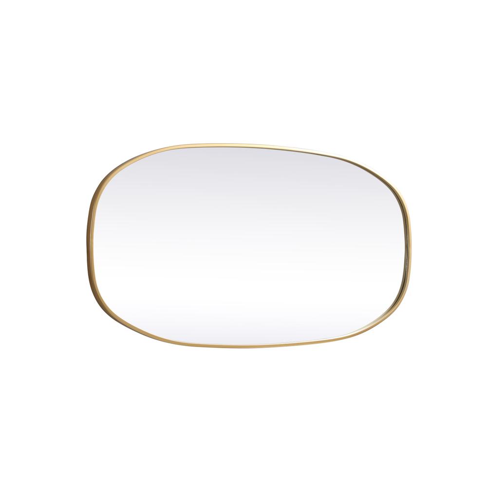 Metal Frame Oval Mirror 24x48 Inch in Brass. Picture 9