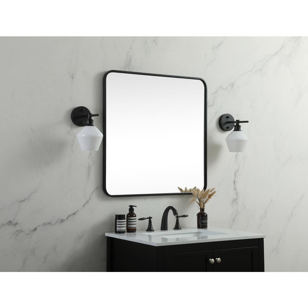Soft corner metal square mirror 30x30 inch in Black. Picture 2