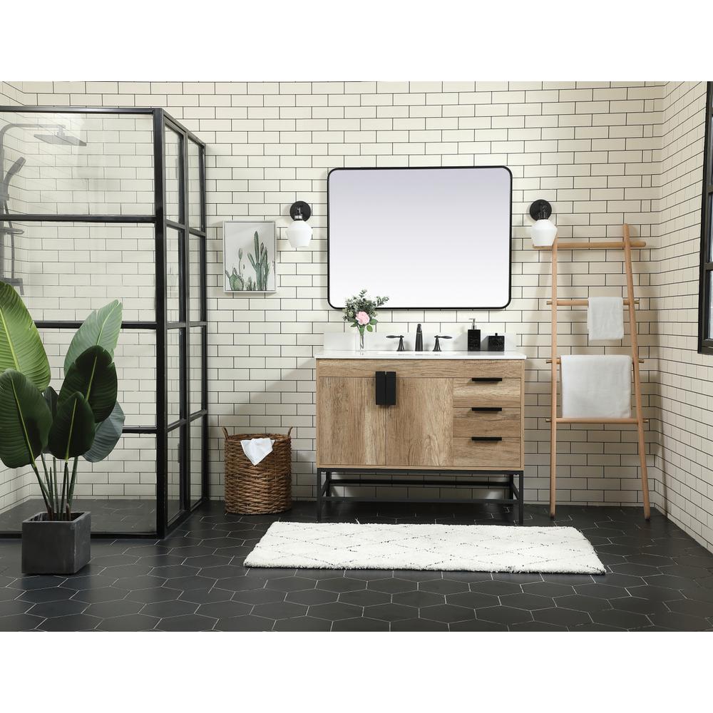 42 inch Single bathroom vanity in natural oak with backsplash. Picture 4