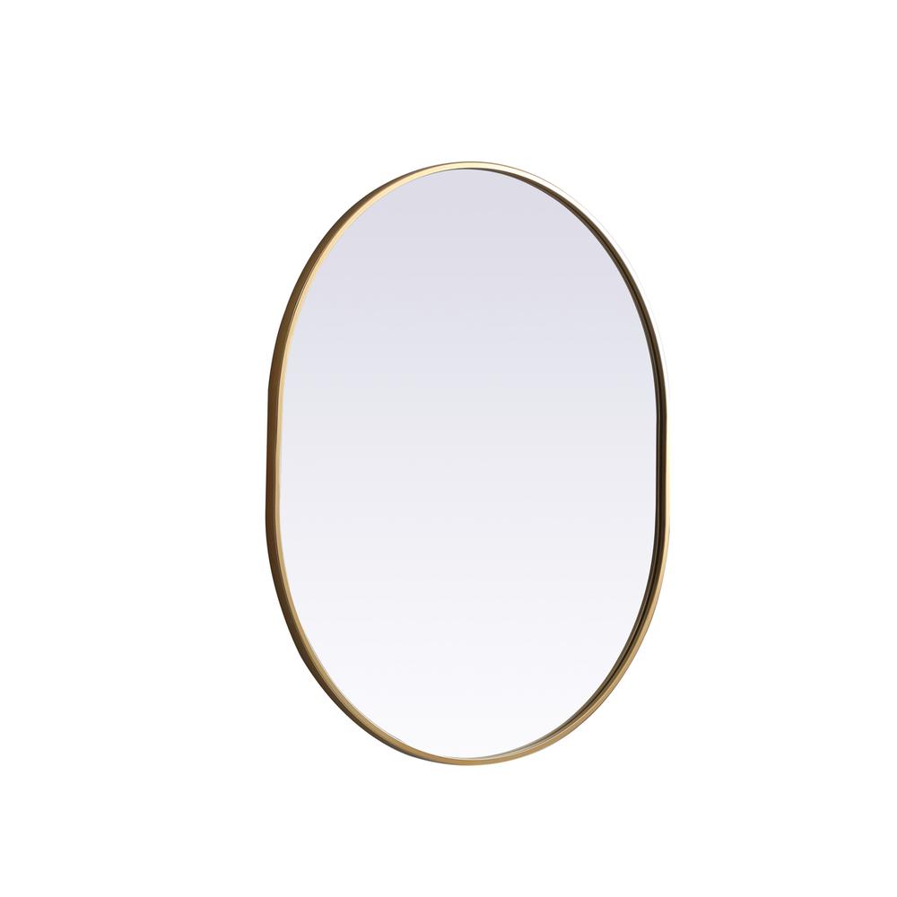 Metal Frame Oval Mirror 30x36 Inch in Brass. Picture 7