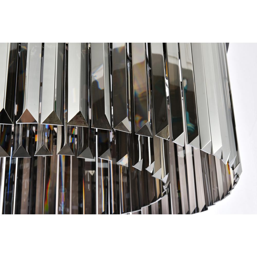 Sydney 8 light Matte Black Chandelier Silver Shade (Grey) Royal Cut Crystal. Picture 3
