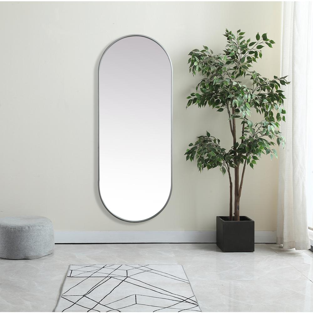 Metal Frame Oval Mirror 24x60 Inch in Silver. Picture 11