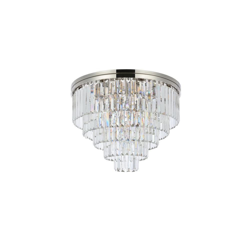 Sydney 17 light polished nickel Flush Mount Clear Royal Cut Crystal. Picture 6