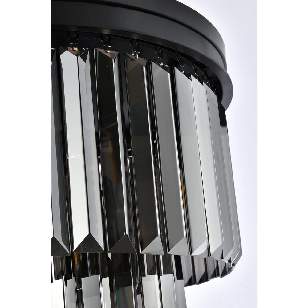 Sydney 9 light Matte Black Flush Mount Silver Shade (Grey) Royal Cut Crystal. Picture 5