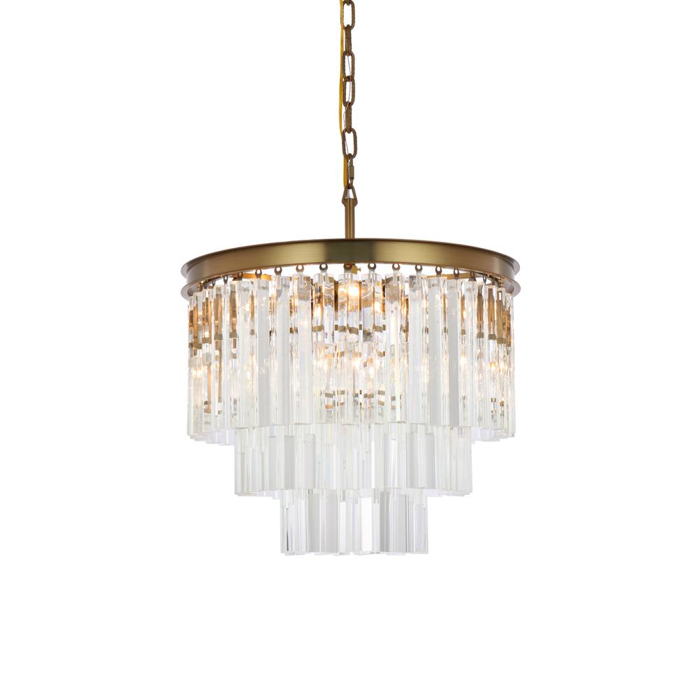 Sydney 20 inch round crystal chandelier in satin gold. Picture 2