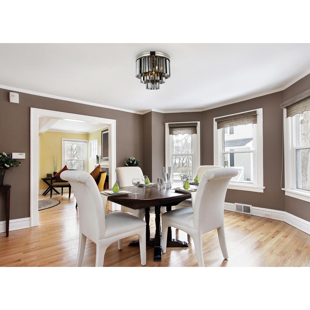 Sydney 9 light polished nickel Flush Mount Silver Shade (Grey) Royal Cut Crystal. Picture 7