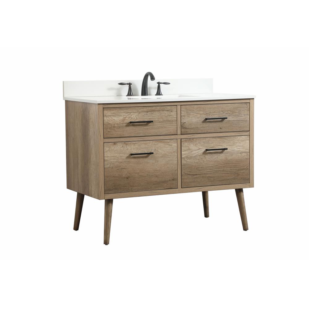 42 inch Single bathroom vanity in natural oak with backsplash. Picture 7