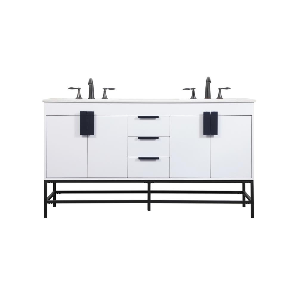 60 inch double bathroom vanity in white. Picture 1