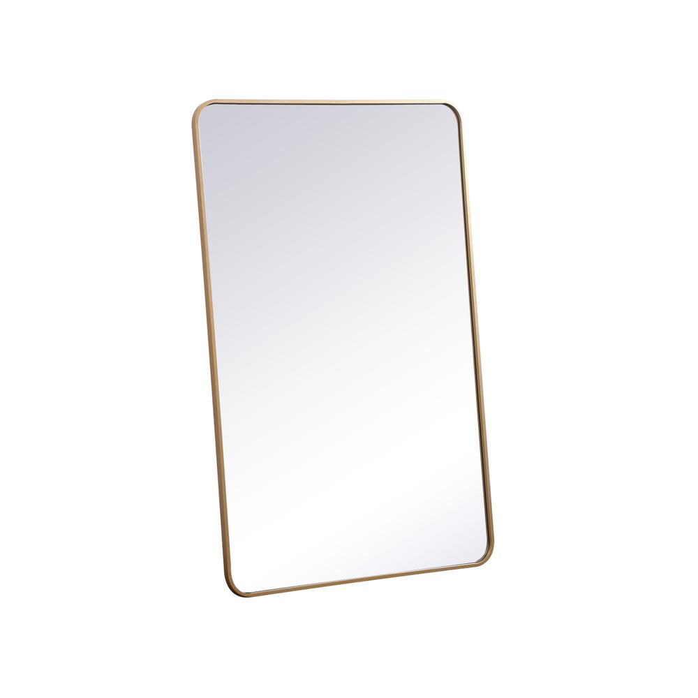 Soft corner metal rectangular mirror 30x48 inch in Brass. Picture 7