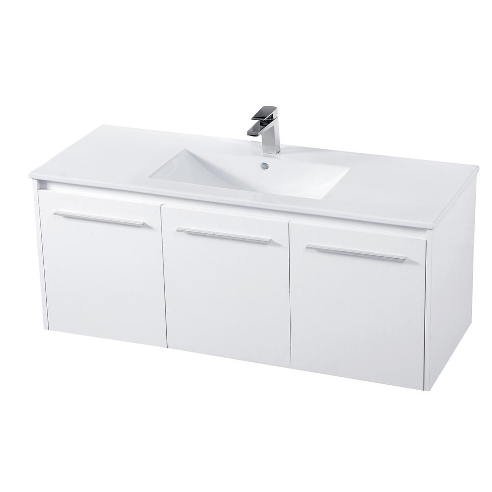 48 inch  Single Bathroom Floating Vanity in White. Picture 8