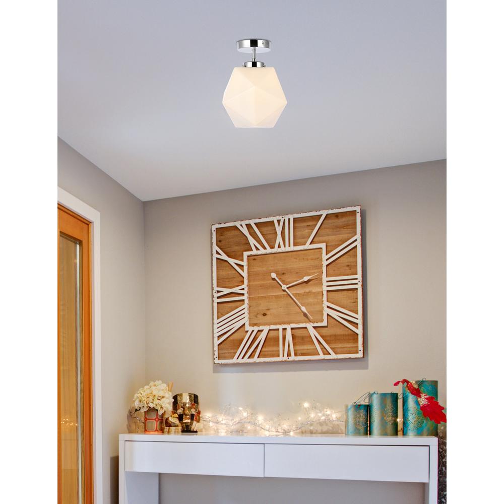 Lawrence 1 light chrome and white glass flush mount. Picture 7