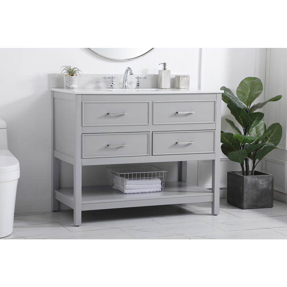 42 inch Single bathroom vanity in gray with backsplash. Picture 2