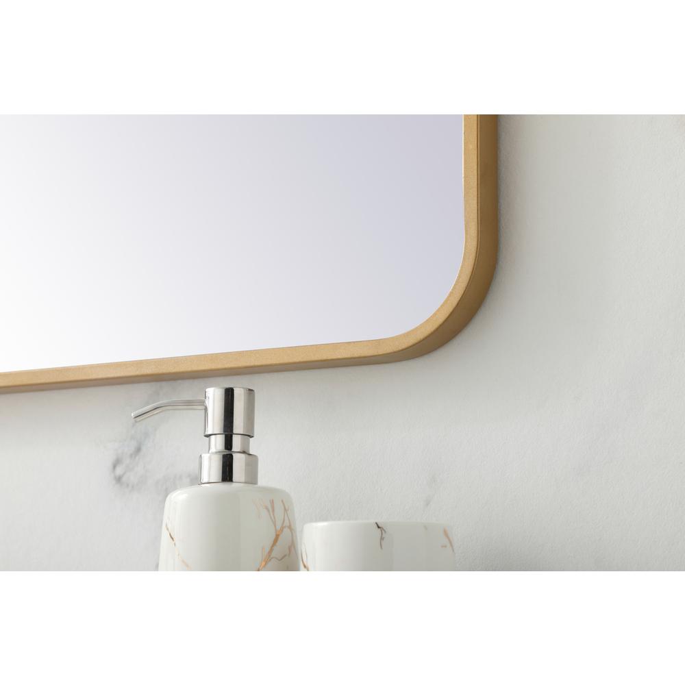 Soft corner metal rectangular mirror 27x36 inch in Brass. Picture 4
