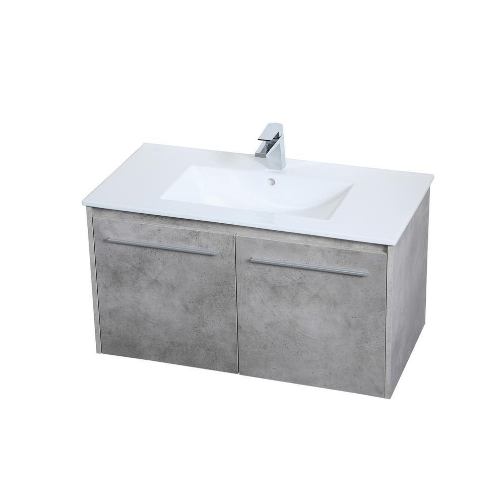 36 inch  Single Bathroom Floating Vanity in Concrete Grey. Picture 7