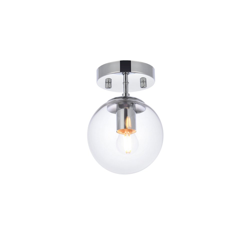 Mimi Six Inch Dual Flush Mount And Bath Sconce In Chrome With Clear Glass. Picture 7