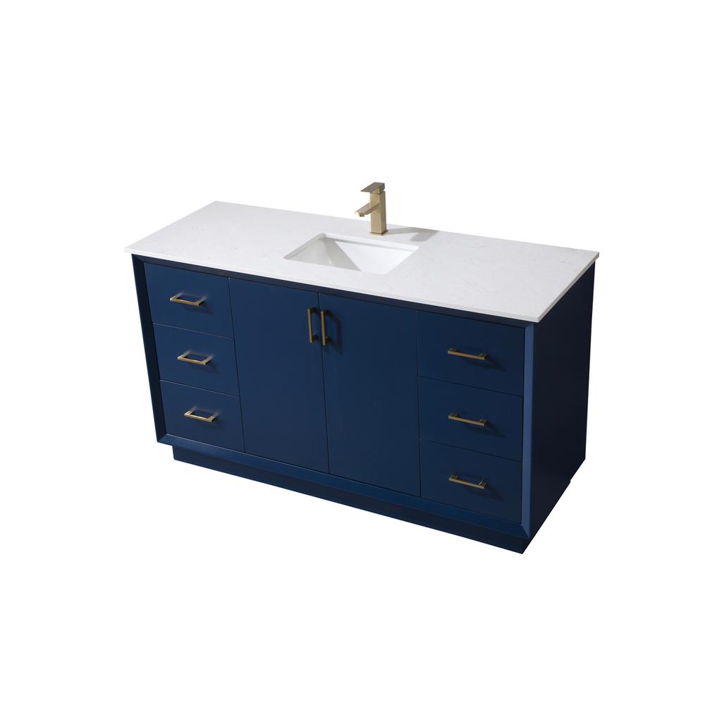 60 Inch SIngle Bathroom Vanity In Blue. Picture 8