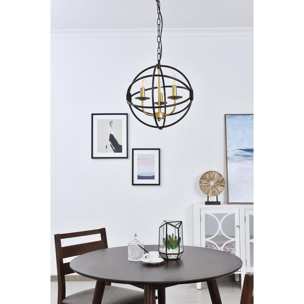Octavia 3 light Brass and Dark Brown Pendant. Picture 13