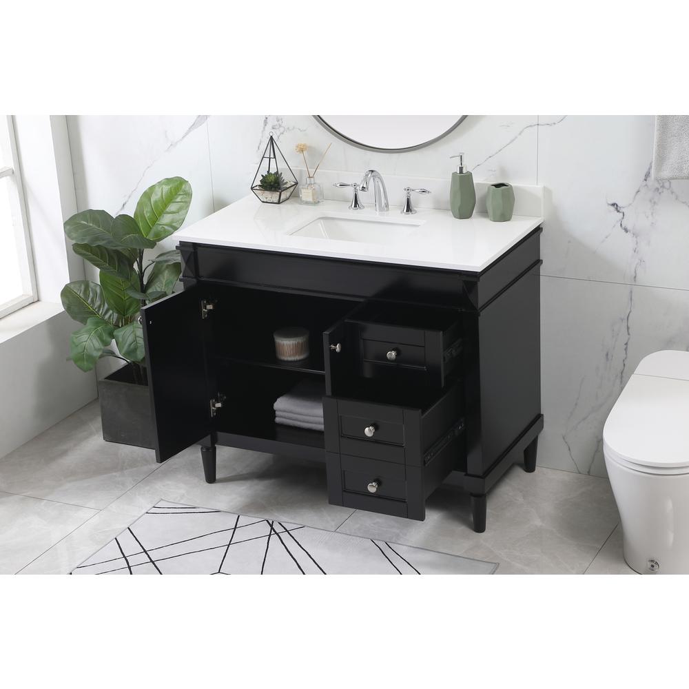 42 inch Single bathroom vanity in black with backsplash. Picture 3