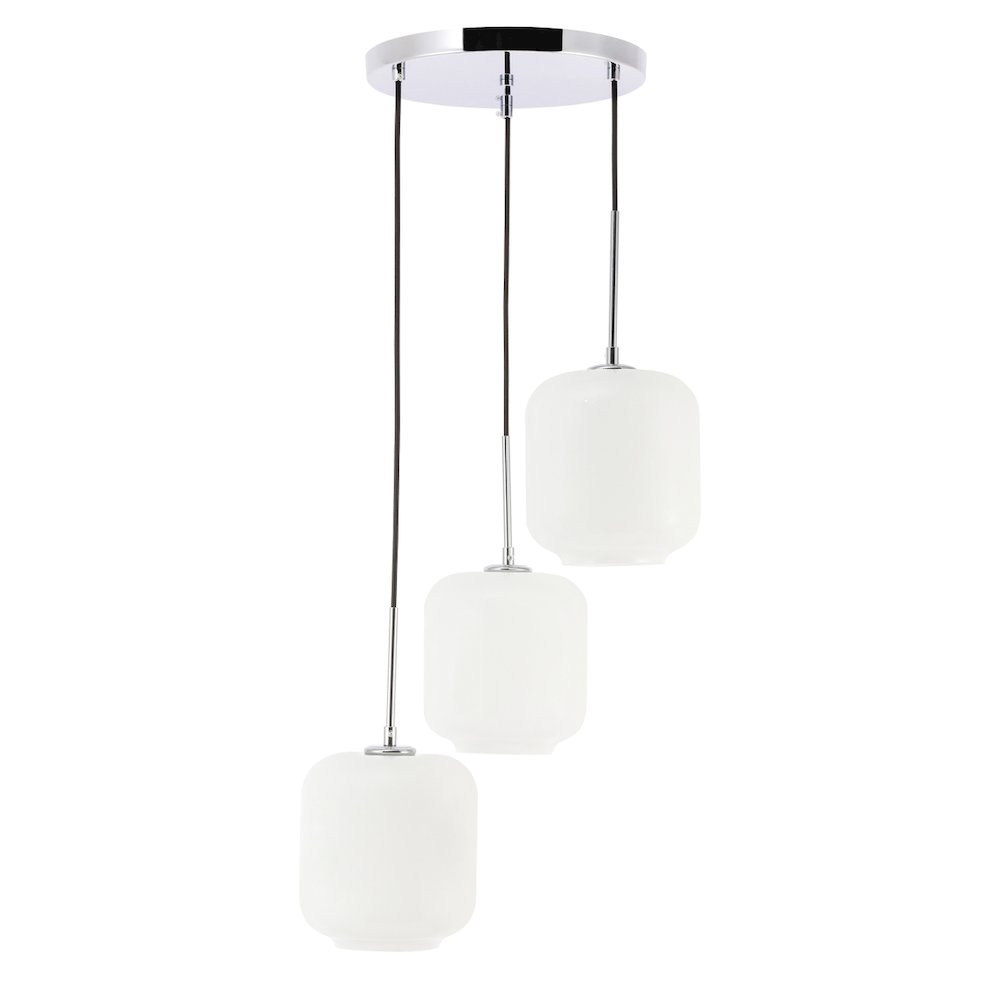 Collier 3 Light Chrome And Frosted White Glass Pendant. Picture 9