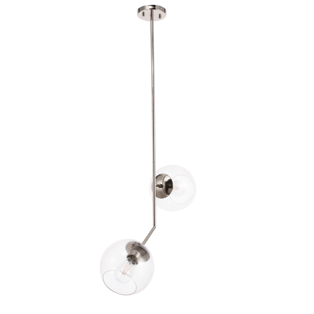 Ryland 2 Light Chrome And Clear Glass Pendant. Picture 8