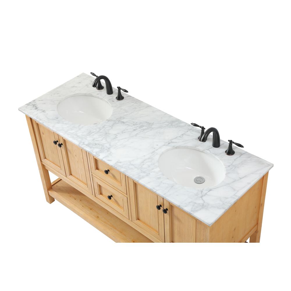 60 inch double bathroom vanity in natural wood. Picture 10