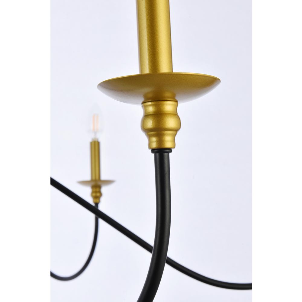Rohan 48 inch chandelier in matte black and brass. Picture 5