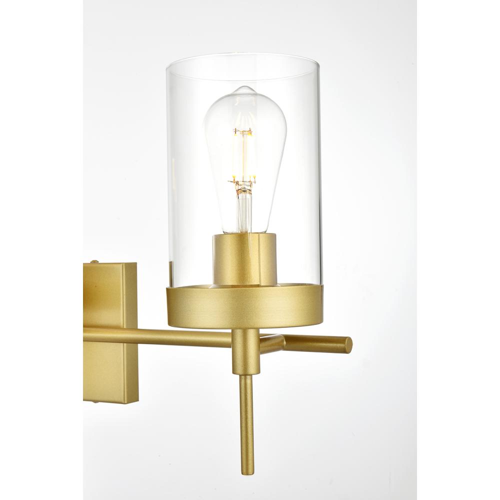 Benny 3 light Brass and Clear Bath Sconce. Picture 4