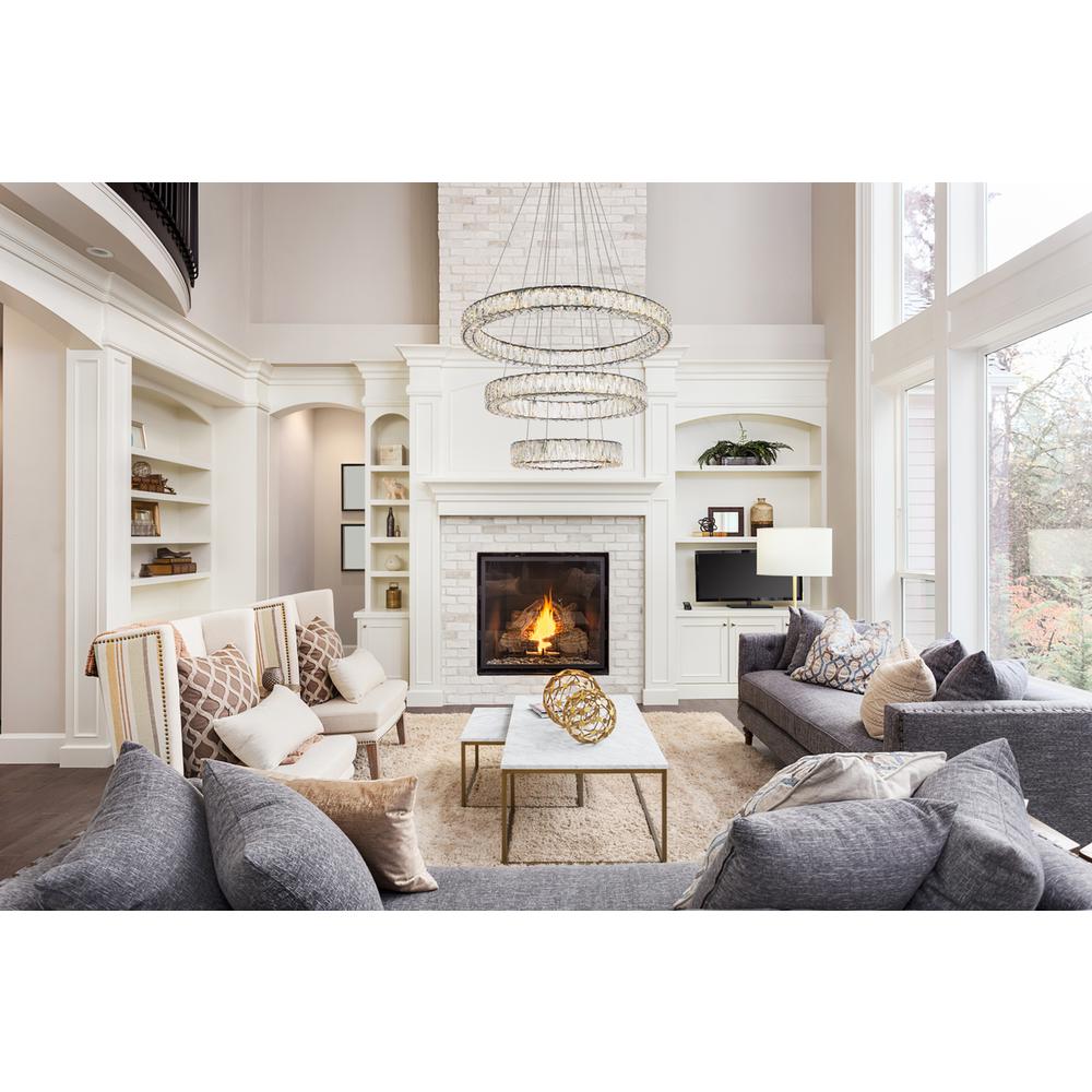 Monroe 32 inch LED triple ring chandelier in black. Picture 8