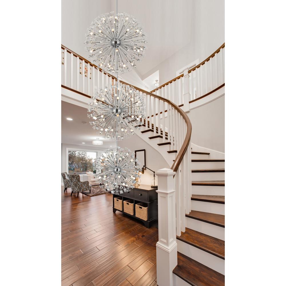 Vera 48 inch three tiers crystal starburst chandelier in chrome. Picture 9