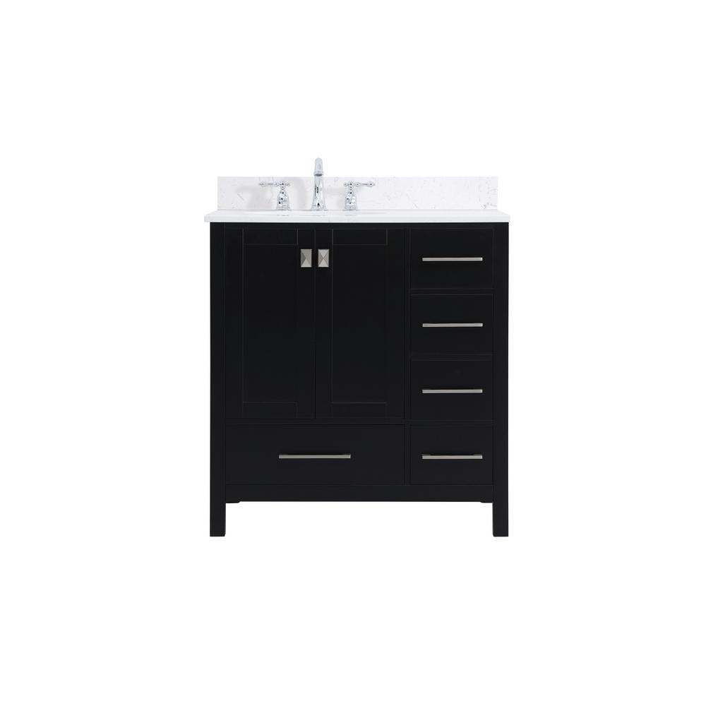 32 inch Single Bathroom Vanity in Black with Backsplash. Picture 1