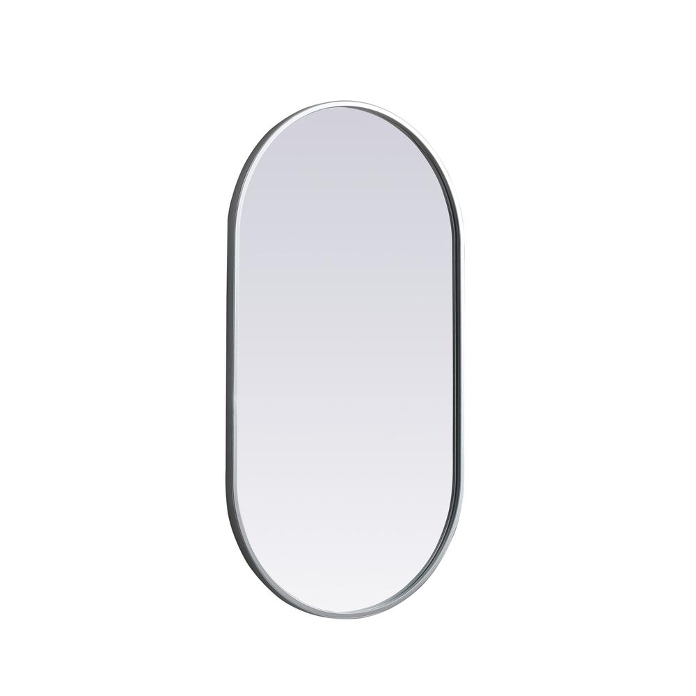 Metal Frame Oval Mirror 20x36 Inch in Silver. Picture 7