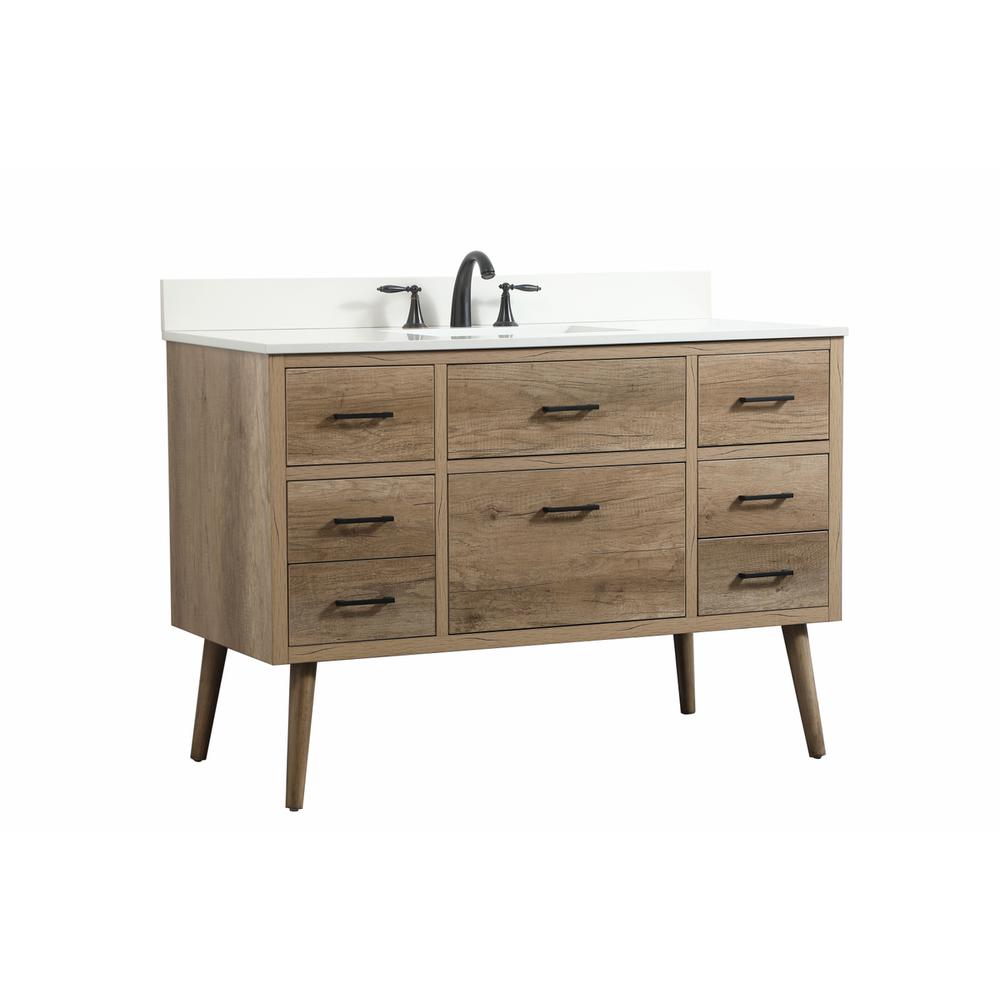48 inch Single bathroom vanity in natural oak with backsplash. Picture 7