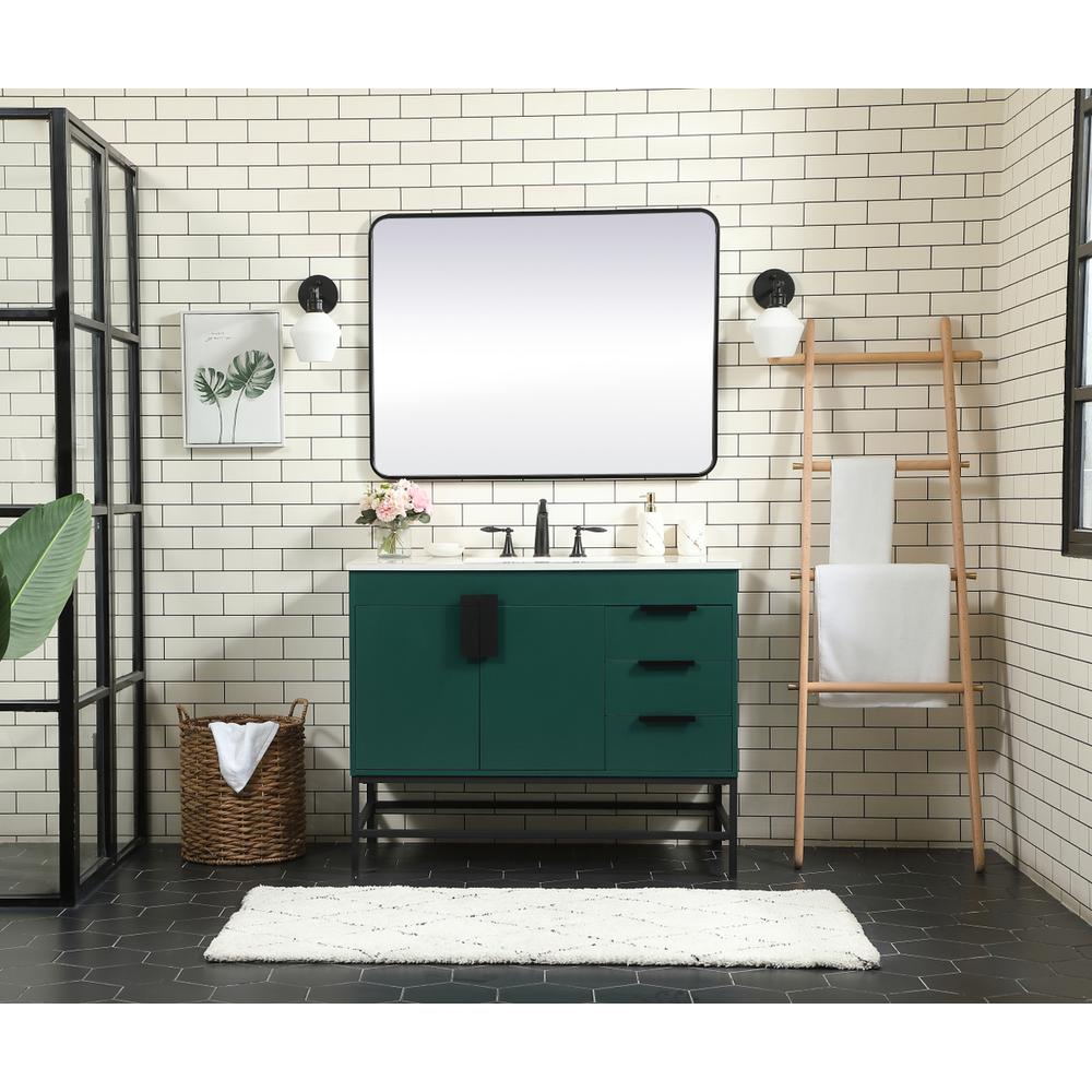 42 inch Single bathroom vanity in green. Picture 4