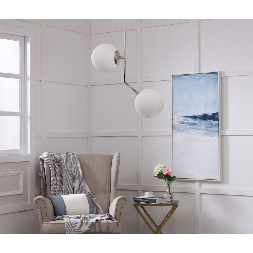 Ryland 2 Light Chrome And Frosted White Glass Pendant. Picture 14