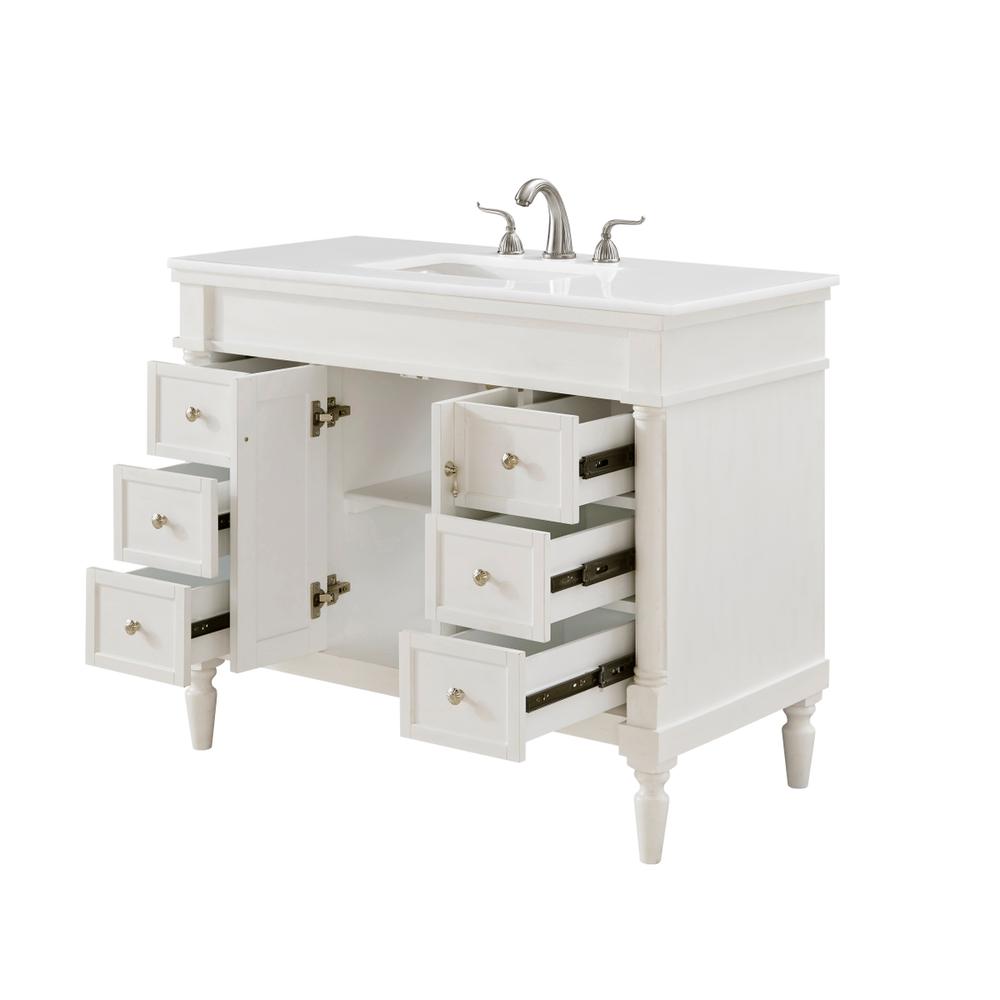 42 inch Single Bathroom vanity in Antique White. Picture 3