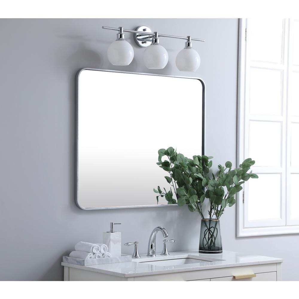 Soft corner metal rectangular mirror 30x36 inch in Silver. Picture 2