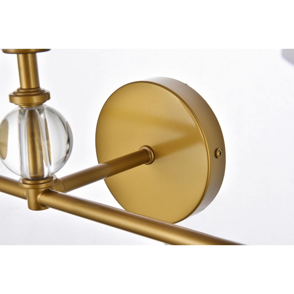 Bethany 3 lights bath sconce in brass with white fabric shade. Picture 5