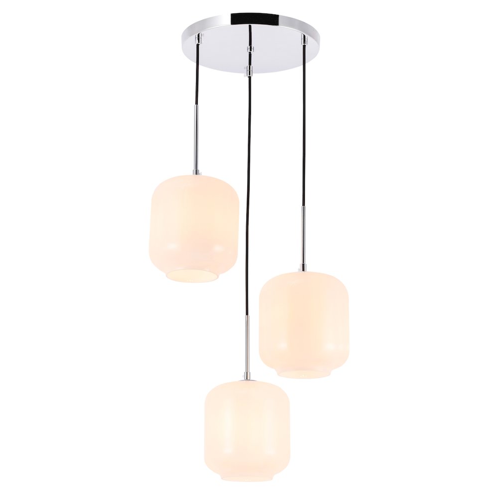 Collier 3 Light Chrome And Frosted White Glass Pendant. Picture 4
