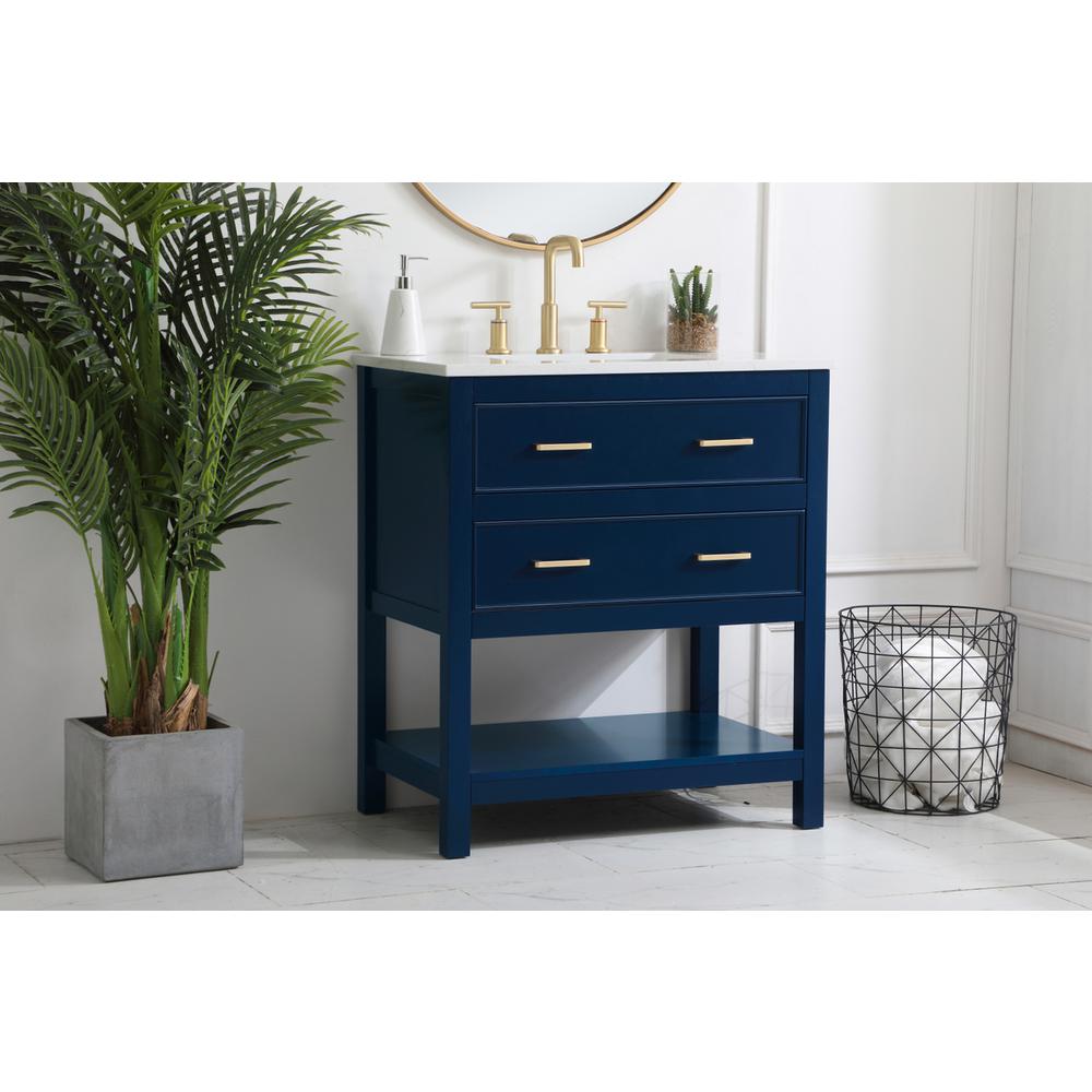 30 inch Single Bathroom Vanity in Blue. Picture 2